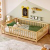 BABYYER Twin Size Kids Bed Frame with Safety Guardrails, Solid Wood Floor Bed with Door, Montessori Bed for Bedroom, Perfect for Boys & Girls - 2 of 4