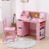 Kids Desk and Chair Set, Small Children Study Table and Chair Set with Storage Cabinets, Corkboard & Side Open Shelves - 4 of 4