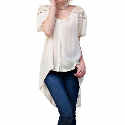 Women's Lace Shoulder Blouse - KORI