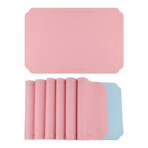 REGALWOVEN Leather Heat Resistant Washable Wipeable Dining Table Placemats 18 x 12 Inch 6 Pcs - 1 of 4
