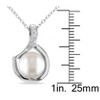 EVERLY JEWELRY | Sterling Silver 9-9.5mm White Cultured Freshwater Pearl and Diamond Pendant with Chain, 18" - 3 of 4