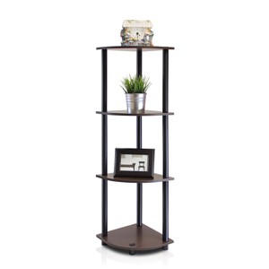 Furinno 4-Tier Bathroom Storage Shelf Corner Display Multipurpose Rack,Dark Brown - 1 of 4