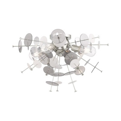 Circulo Polished Chrome 4-Light Ceiling Mount with Geometric Glass Discs
