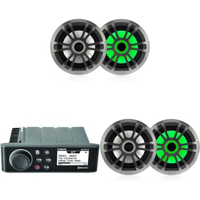 Fusion MS-RA70 Marine Entertainment System with Bluetooth with 2 Pairs Fusion Entertainment EL-FL651SPG EL Series 6.5" 80 Watt Full Range Shallow M...