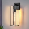 C Cattleya 16.25 in. 1-Light Dark Bronze Finish Brass Outdoor Wall Lantern with Clear Tempered Glass Shade(E26) - 2 of 4