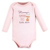 Hudson Baby Infant Girl Cotton Long-Sleeve Bodysuits, Pumpkin Spice Date 3-Pack - 3 of 4