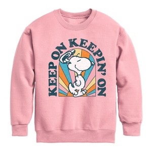 Boys' - Peanuts - Keep On Graphic Long Sleeve Fleece Sweatshirt - 1 of 4