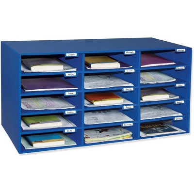 Pacon Mail Box 15 Slots 12-1/2"x10"x3" Blue 001308