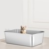 VEVOR Cat Litter Box, 8 inches Deep, XL Extra Large Stainless Steel Cat Litter Box with Scoop, Wide Filtering Foot Board & High Sides - 2 of 4