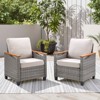 Outdoor Wicker Patio Seating Set All Weather PE Rattan Conversation Set with Cushion - 2 of 4