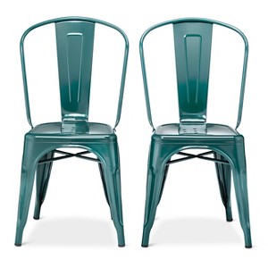 Carlisle High Back Metal Dining Chair - Teal (Set of 2), Size: 2 Pack - Ships Flat, Blue