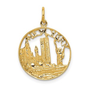 Black Bow Jewelry 14k Yellow Gold New York Circle Charm, 18mm - 1 of 4