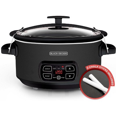 BLACK DECKER 7-Quart Slow Cooker, SCD4007, Chalkboard Exterior, Locking Lid, 3 Heat Settings, Removable Stoneware Crock