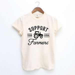 Simply Sage Market Women's Support Local Farmers Short Sleeve Garment Dyed Tee - 1 of 4