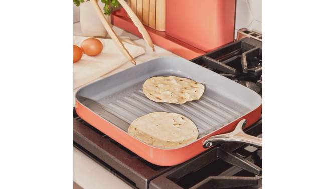 Caraway Home 11.02" Nonstick Square Grill Fry Pan, 4 of 5, play video