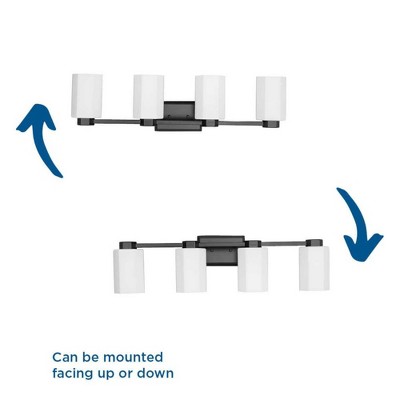 Estrada Matte Black 4-Light Vanity with Opal Glass Shades