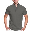 Men's Short Sleeve Henley Polo Shirt with Contrast-Trim - 4 of 4