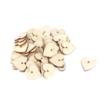Unique Bargains Holiday Wooden Love Heart Shaped DIY Wedding Ornaments Beige 30mm x 30mm 50 Pcs