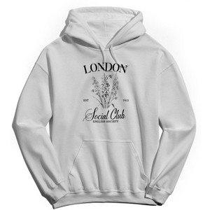 Rerun Island Women's London Social Club Long Sleeve Oversized Graphic Cotton Sweatshirt Hoodie - 1 of 3