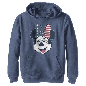 Boy's Disney Minnie Mouse American Bow Pull Over Hoodie - 1 of 4