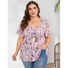 Garvee Women Plus Size Sweetheart Neck Tunic Tops Floral Short Sleeves Pleated Peplum Babydoll Casual Blouse T shirts - 2 of 4