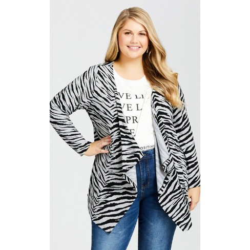 AVENUE | Women's Plus Size Darcy Animal Print Cardigan - gray - 1X