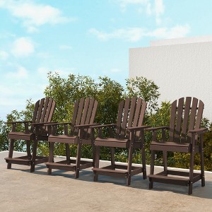 Costway 1/2/4 PCS Tall Bar Stool HDPE Patio Chair with Armrest Footrest Home Indoor Outdoor Brown - 1 of 4