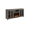 70" Particle Board Finish Fireplace TV Stand with Heater, LED Lights, Cabinets, and Shelves for Living Room - 2 of 4