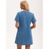 INSPIRE CHIC Women's Denim Short Sleeve V Neck Pockets Tie Front Casual A-Line Mini Jean Dresses - 4 of 4