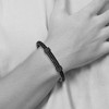 Black Bow Jewelry Black Plated Stainless Steel & Black Leather Bar Bracelet, 8.25 Inch - 3 of 4