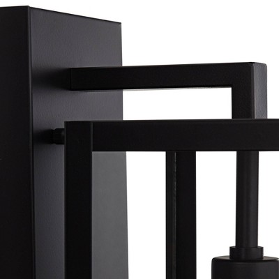Mystic Black Rectangular Frame Outdoor Wall Light Set with Clear Glass