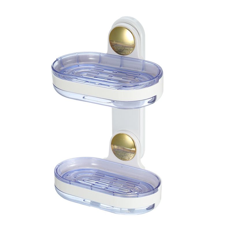 Unique Bargains Bathroom Kitchen Double Layer Wall Mounted Soap Dish 6.10"x4.13"x9.65", 1 of 8