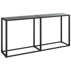 vidaXL Console Table Black Tempered Glass, Powder-Coated Steel - 1 of 4