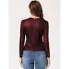 Allegra K Women's Long Sleeve Puff Sleeve Party Glitter Shiny Metallic Tops - 4 of 4