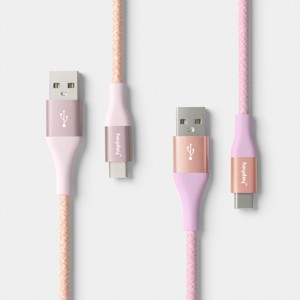 10ft USB-A to USB-C Braided Cable 2pk - heyday™ Bright Lilac Cosmetic Pink - 1 of 3