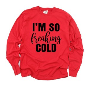 Simply Sage Market Women's I'm So Freaking Cold Long Sleeve Garment Dyed Tee - 1 of 4