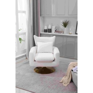 CAVINAS Linen Upholstered Swivel Accent Chair with Wood Frame,Classic Swivel Chair for Bedroom,Reading Room - 1 of 4