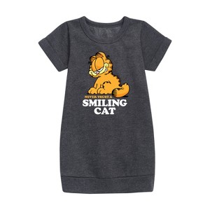 - Garfield - Never Trust Smiling Cat Graphic Short Sleeve Fleece Dress - 1 of 3