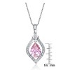 Guili Sterling Silver with Pink Teardrop and White Cubic Zirconia Pendant, A Chic and Delicate Touch of Elegance, Adds Grace to Any Look - 2 of 3
