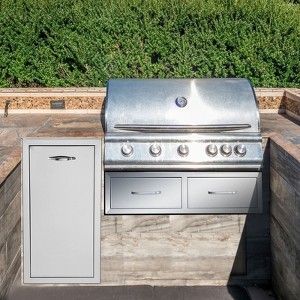 VEVOR Outdoor Kitchen Drawers 30\" W x 10\" H x 20\" D, Horizontal Double BBQ Access Drawers Stainless Steel with Handle, BBQ Island Drawers, Silver - 1 of 4