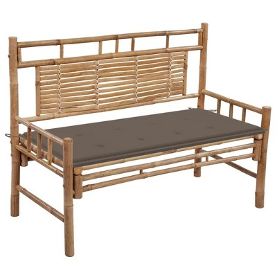 vidaXL Patio Bench with Cushion, 47.2" Bamboo
