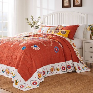 Greenland Home Fashions 3pc Topanga Reversible Cotton Rich Bedspread Set - 1 of 4