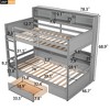 NicBex Twin Size Bunk Bed with Guardrail and 1 Storage Drawer,Loft Bed with Ladder and Built-in Shelves,Noise Reduced Bunk Beds for Bedroom - 3 of 4