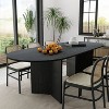 PexFix 79" x 33.5" Solid Wood Farmhouse Dining Table with V-Shaped Legs and Oval Wood Top for Modern Dining Rooms & Family Gatherings Black - 2 of 4