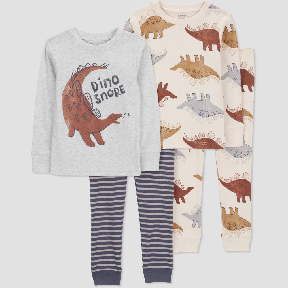 Carter's Just One You Toddler Boys'  Long Sleeve Dinos Shirts (2 Total) - Black/Gray 3T