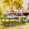 Gymax Folding Picnic Table and Bench Set w/ Wood Grain for Adults Indoor & Outdoor Steel Frame Collapsible Camping Table Black/White/Grey - 3 of 4