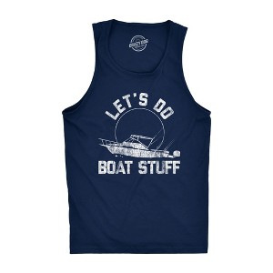 Mens Fitness Tank Let's Do Boat Stuff Tanktop Funny Summer Vacation Fishing Lake Cottage Shirt - Crazy Dog Men's Tank Top - 1 of 4