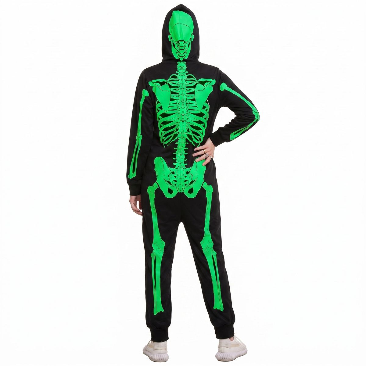 Joyfy Halloween Skeleton Pajama Glow-in-the-Dark Skeleton Costume Jumpsuit Adult Women for Halloween Cosplay Party - thumbnail 2