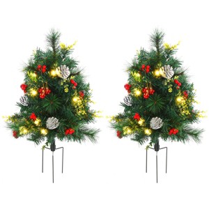 TopComfy Christmas Tree Stands 2 Pack Christmas Tree Outdoor use Artificial Christmas Tree Pine Cordless for Outdoor, Green, 21.67"*7.88"*7.88" - 1 of 4