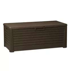 Toomax Z155RD35 Florida Weather Resistant Heavy Duty 145 Gallon Novel Resin Outdoor Storage Deck Box w/Lockable Lid & 793 Pound Weight Capacity, Brown